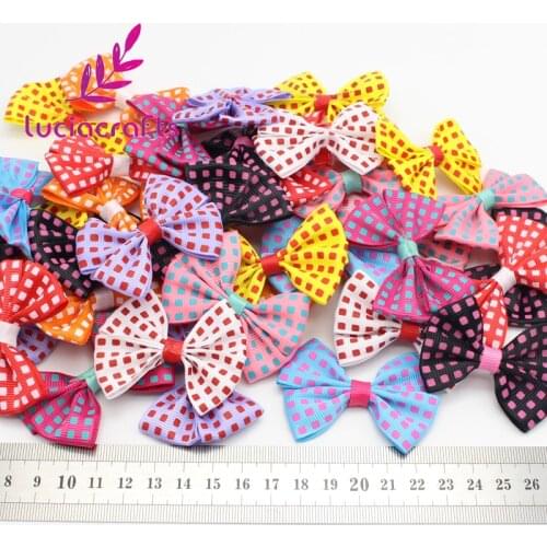 Lucia crafts Randomly Mixed Candy Color Girls Boutique Mini Bow Headwear DIY Garment Craft Approx 40*60mm 12pcs/lot B0203