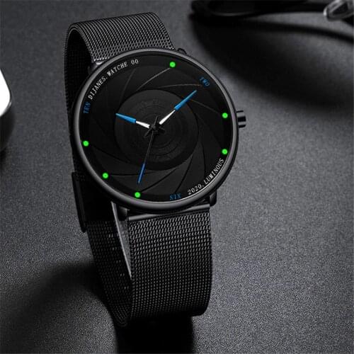 Minimalist Mens Fashion Watches Luminous Ultra Thin Stainless Steel Mesh Belt Quartz Wrist Watch Men Business Watch Montre Homme