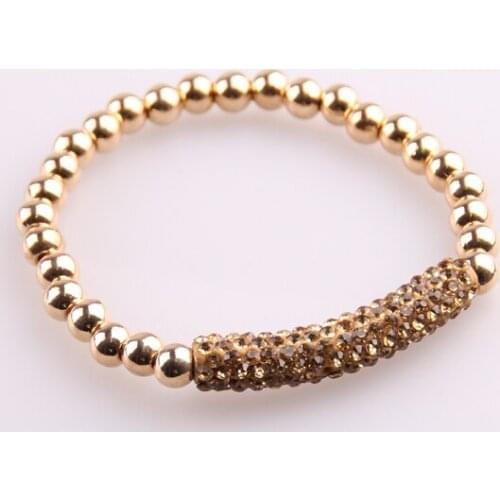 MOODPC Free shipping fashion 6mm Alloy Bead with crystal pipe charm stretch Bracelet