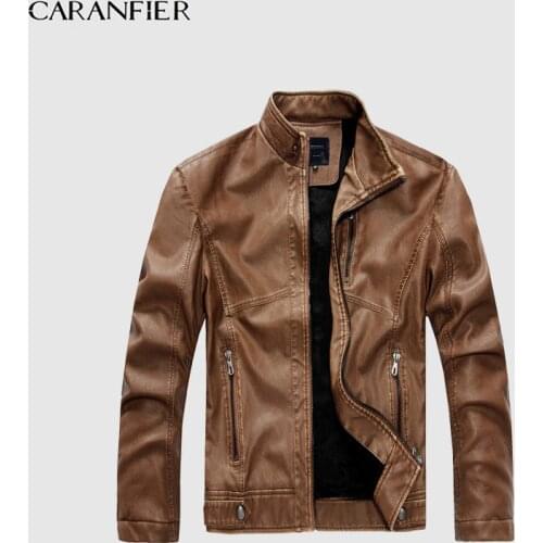 CARANFIER mens fur Fashion Brand Faux Leather Coats Men Winter Autumn Cool Motorcycle Jacket Outerwear Soft PU leather Jacket