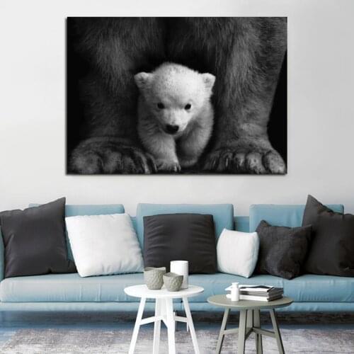 Nordic Bear Black And White Style Wall art Canvas Painting Posters And Prints Picture Simple Animal Poster For Modern Home Decor