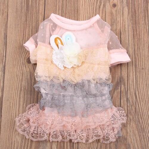 New Princess Dog Dress Tutu Flower Lace Design Pet Puppy Skirt Spring/Summer Apparel 3 Colours 4 Sizes