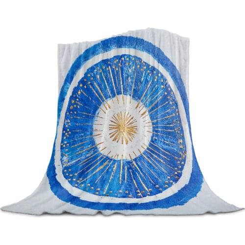 Living Room Sofa Blanket Blue Lemon Circle Abstract Children Soft Throw Blanket Travel Airplane Hotel Portable Warm Thin Blanket