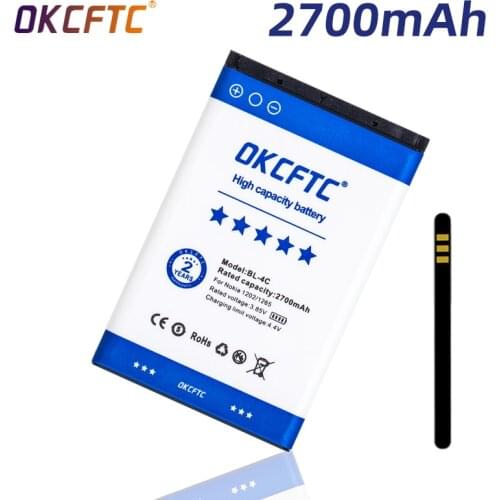 OKCFTC 2700mAh BL 4C BL-4C Replacement Battery For Nokia 6100 6300 6125 6136 6170 7705 7200 7270 8208 BATTERY BL4C