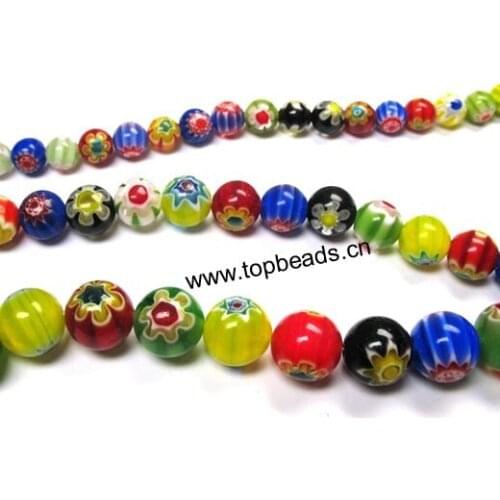 Wholesales 14mm Round Millefiori Glass Loose Beads, 200pcs/lot
