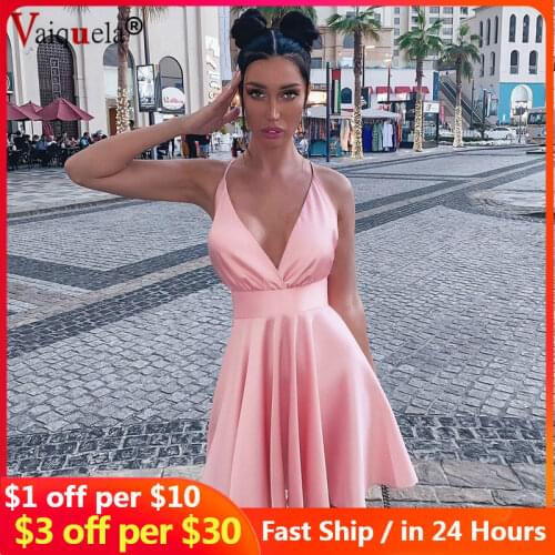 Sexy Dress Party Halter Vestidos Vestido Champagne Silk Women Sleeveless A-line Spaghetti Strap Summer & Club Above Knee, Mini