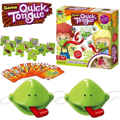 Practical Jokes Frog Mask Card Toy Greedy Chameleon Lizard Sticking Out Tongue Frog Blowing Desktop Parent-child Battle Game