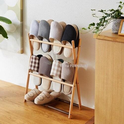 Modern Design foldable solid wooden Shoes slippers Rack Organizer Storage, loft wood Entryway Shoe slippers Cabinet Shelf holder