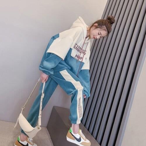 Track Suit Sportswear Plus Size Spring and Autumn New Leisure Sports Suit Womens Hooded Sweater Casual Pants Two-piece Suit
