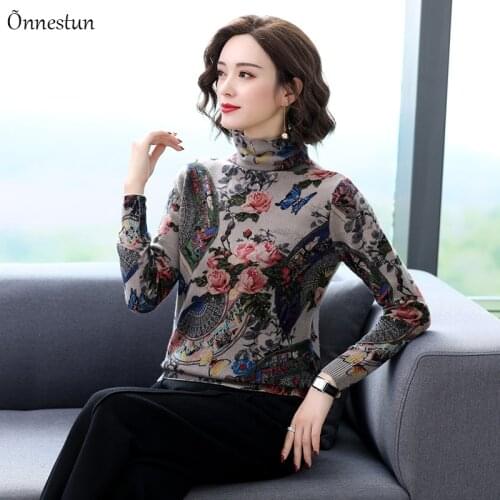 Print Sweater Women Autumn Winter New Casual Sweater Long Sleeve Pullover Knitted Pull Femme Soft Slim Sweaters Women