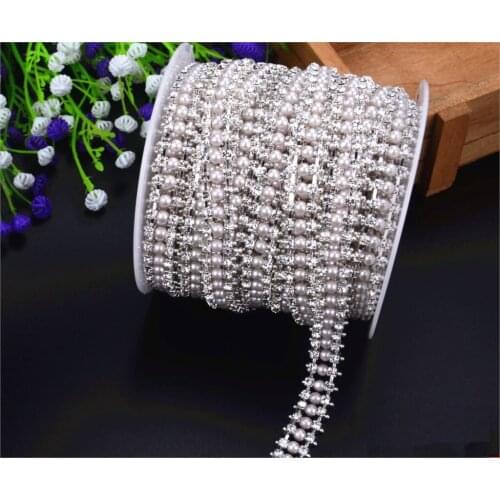 1m peal reinwhite black beaded clothing accessories collar flower DIY handmade beading lace trim for clothes
