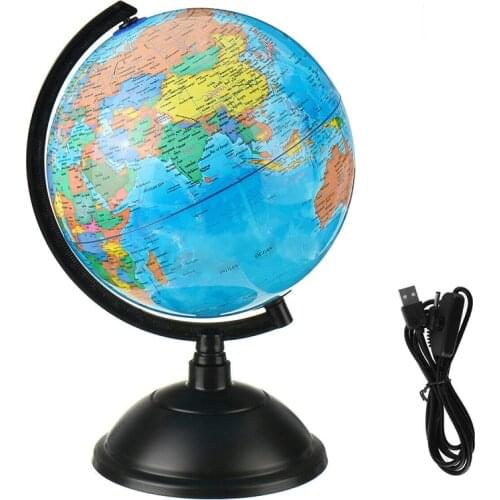 Rotating LED Night Light World Earth Globe Map Geography Education For Study Play Learning Educational Toy Desk Ornament