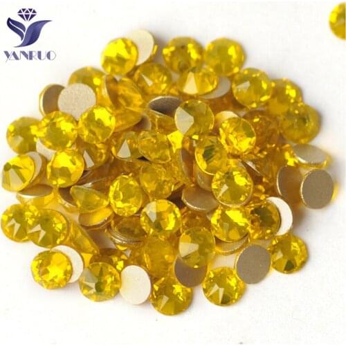 YANRUO 2088NoHF All Sizes Citrine Nail Art Glass Stones Flatback Strass Non Hotfix Glue On Crystal Rhinestones For Dresses