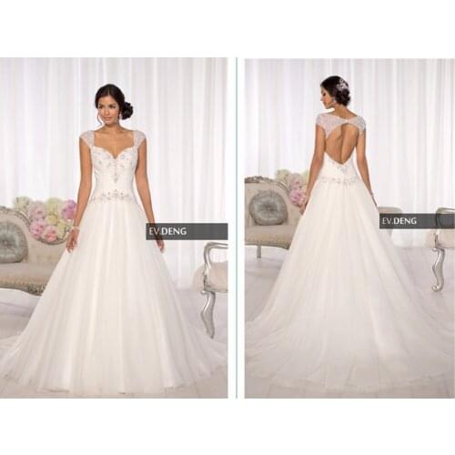 Casamento sexy backless vestido de novia long 2018 hot sale sweet angel cap sleeve ball bridal gown mother of the bride dresses