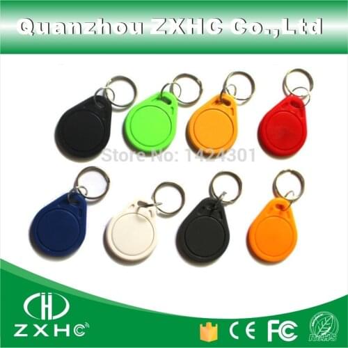100pcs/lot) 13.56MHz Keyfobs RFID Key Finder Card Tags Attendance Management IC M1 S50 Keychain ABS Keyfobs Waterproof