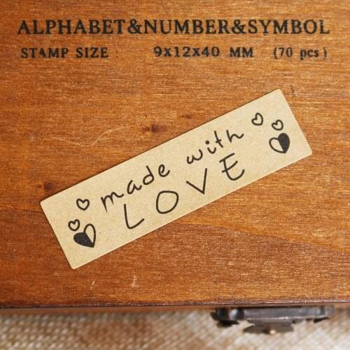102pcs Made With Love Kraft Seal Sticker DIY Multifunction Rectangle Paper Labels Self-adhesive DIY Paper Sticker 5.5x1.5cm