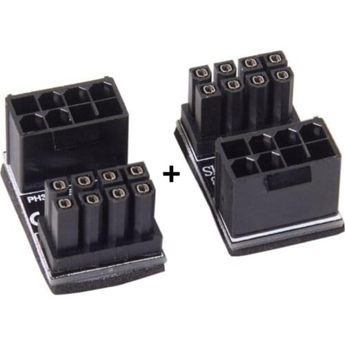 2 PCS ATX 8Pin male to Female 180 Degree Angled Power Adapter for Desktops Graphics Card