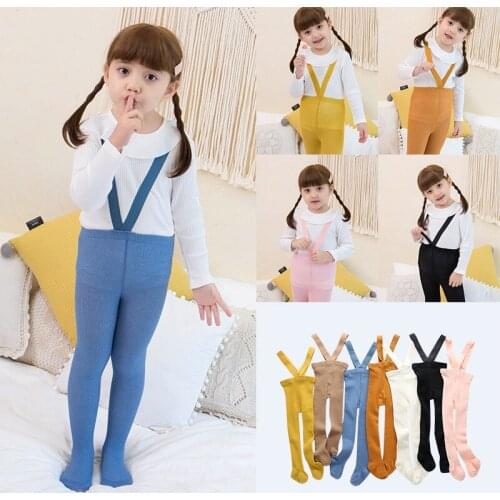 2020 Kids Suspenders Pantyhose Baby Boys Girls Solid Tights&Stockings High Waist Overall Fashion