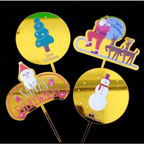 2021 Merry Christmas Acrylic Cake Topper Novelty Santa is Everywhere Cake Topper For Christmas Xmas Decor Party Cake Decorations