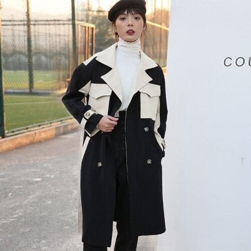 2020 Korean Style Unique Oversized Womens Trench Coats Plus size Ladies Autumn Winter Outerwear Chic Double Breasted Coat