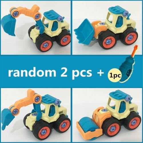 4pcs Construction Toy Engineering Car Fire truck Screw Build and Take Apart Great for Kids Boys