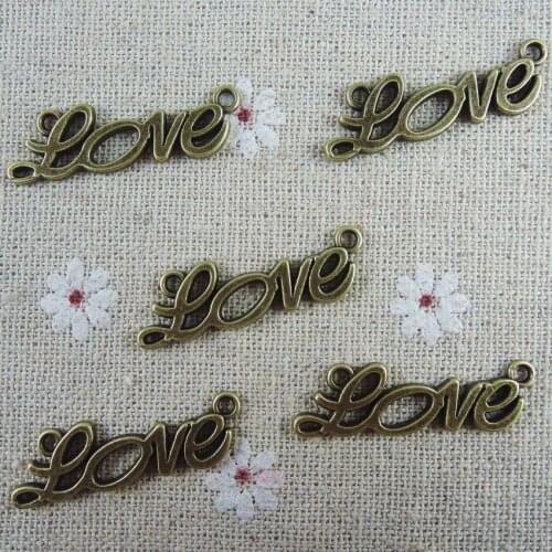 50pcs Antique Bronze Zinc Alloy "Love" Charms Connector Metal Charm DIY Handmade Jewelry Making Accessories Z110