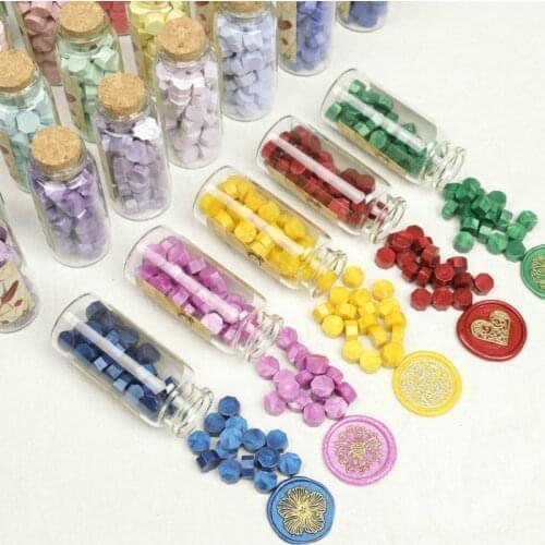 50pcs Vintage Octagonal Mixing Color Sealing Wax Beads for DIY Crafts Envelope Wedding Postcard Wax Seal Stamp Tablet Pill