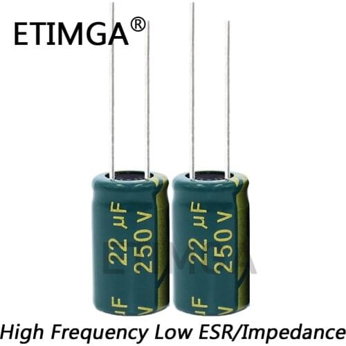 6PCS/LOT High Frequency Low Impedance 250v 22UF Aluminum Electrolytic Capacitor Size 10*17 22UF 20