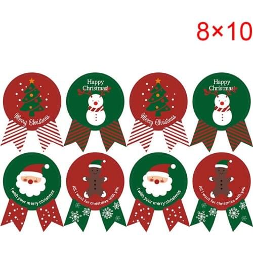 80pcs Christmas Label Paper Sticker Gift Package Sealing Stickers for Cookie Candy Nuts Package X'mas Tree Snowman DU55