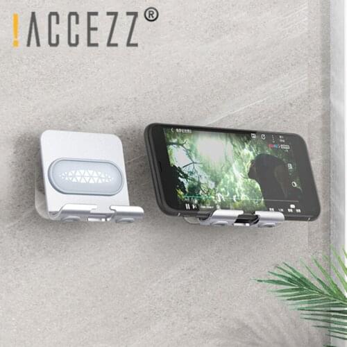 !ACCEZZ Adjustable Mobile Phone Holder Punch-free Wall For iPhone 12 Samsung iPad Universal Punch-free Wall Mobile Tablet Mount
