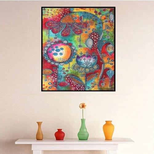 Special Shape Diamond Painting Lotus Flower Modern Pattern DIY 5D Part Drill Cross Stitch Kit Crystal Art Home Wall Room Decor