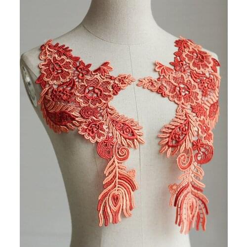 Free shipping (2piece/lot) high quality Sewing Floral Flower Motif Venise Lace Applique for Garment Embroidery Lace patch 35cm