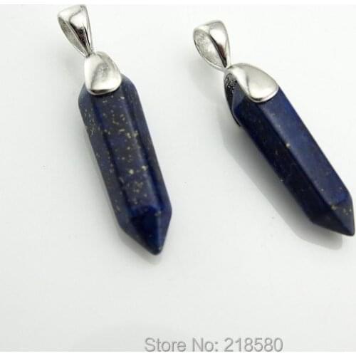 C150120011 Lapis Lazuli Point Pendant Charm Silver Bail
