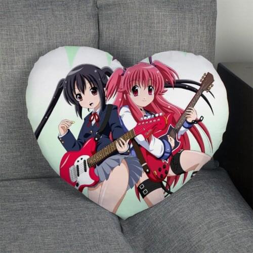 Angel beats Heart Shape Pillow Cover Custom zipper Pillowcase Just Cover No Core Size 41x36cm,47x42cm
