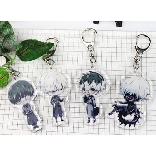 Tokyo Ghoul Kaneki Ken Keychain Anime Printed Double Sided Acrylic Pendant Key Ring Car Key Chain Classic Anime Teens Decoration