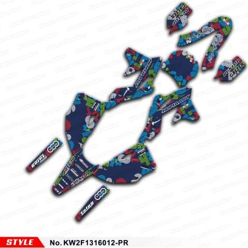 Aftermarket Race Stickers MX Decals Dirt Bike Graphics for KX250F KX 250F 2013 2014 2015 2016, Style No.KW2F1316012-PR