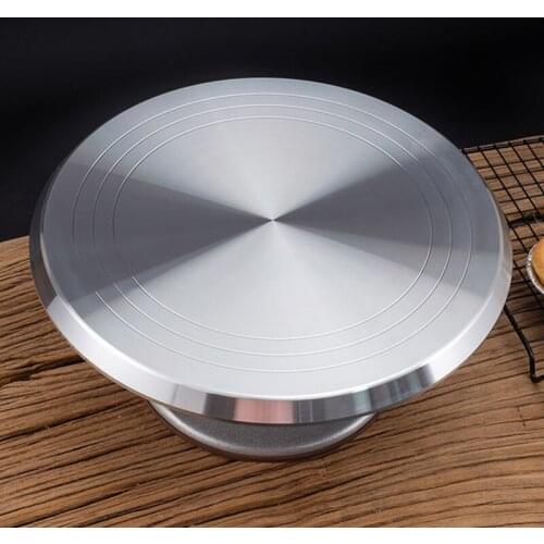 Baking Tool Alloy Mounted Cream Cake Turntable Rotating Table Stand Base Turn Around Decorating Silver Metal