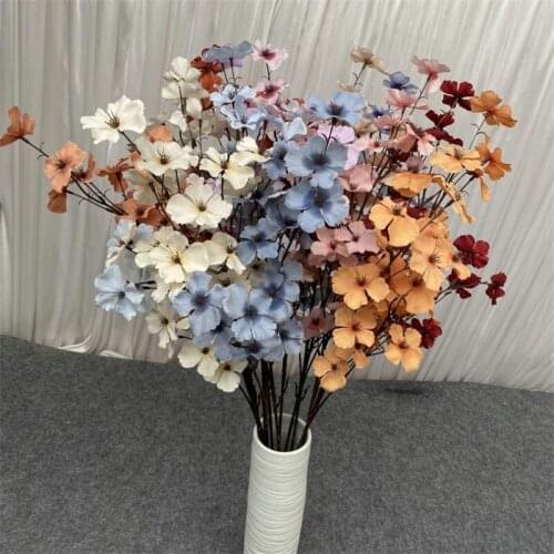 Fake Long Stem Wooden Flower (3 Stems/Piece) 32.28" Length Simulation Autumn mini Flower for Wedding Centerpiece