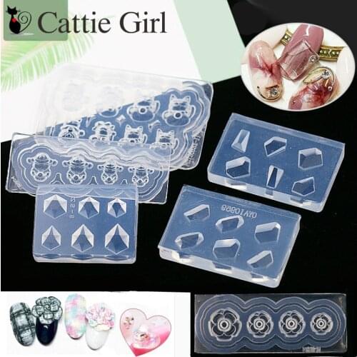 Camellia Silicone Soft Film 3D Acrylic Mold for Nail Art Decorations Flamingo UV Gel DIY Diamond Ice Cream Nail Art Templates