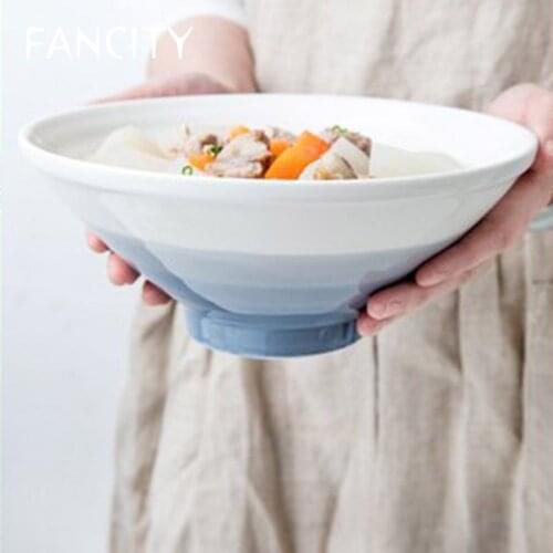 FANCITY Nordic ins ceramic ramen bowl large soup bowl household hat bowl instant noodle bowl salad bowl personality good-looking