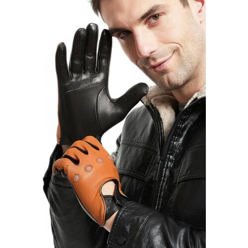 Kimobaa man combined color real sheep leather motor unlined gloves