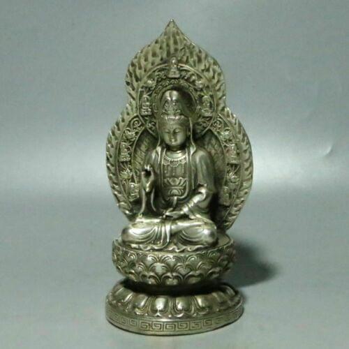 Chinese Exquisite Silver Copper Handmade Guan Yin Statue