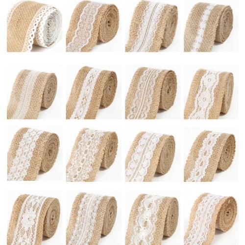 2M Natural Jute Burlap Ribbon Rustic Vintage Wedding Decor 2inch Width Hessian Lace Tape Christmas Birthday Party Supplies DIY