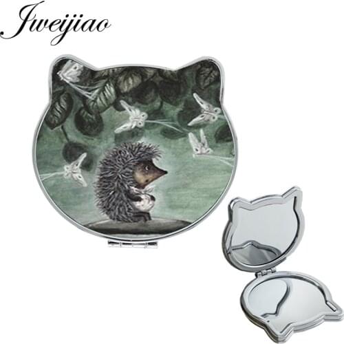 Youhaken Hedgehog and butterfly cute Tools Accessories Compact mirror Beauty Cat Ear Shaped Double game Sides espejo H235