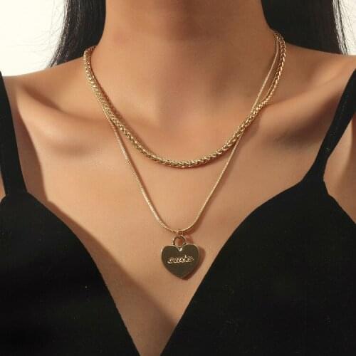 ORNAPEADIA Multilayer Thin Snake Chain Love Heart Shaped Adjustable Necklace Ins Wind Love Heart Pendant Necklace Wholesale