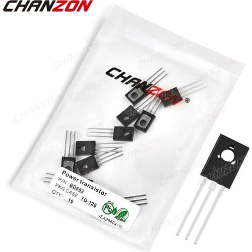 10Pcs BD682 TO-126 Power Transistor Bipolar Junction BJT Powerful Triode Tube Fets DIP -4A -100V Integrated Circuits