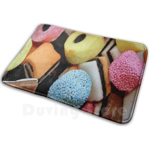 All Sorts Soft Non-Slip Mat Rug 3300 Carpet Cushion All Sorts Candy Food Liquorice Sweets Sweet Tooth Yellow Blue Pink
