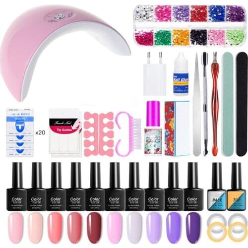 Nail Extension Gel Kit Gel Builder with 36w UV LED Nail Lamp and Gorgeous French Manicure Kit