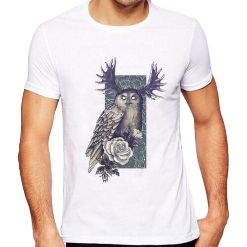 2020 Mens New Fashion Mystic Owl Design Short Sleeve T-Shirt Cool Tops Hipster Tee Shirts
