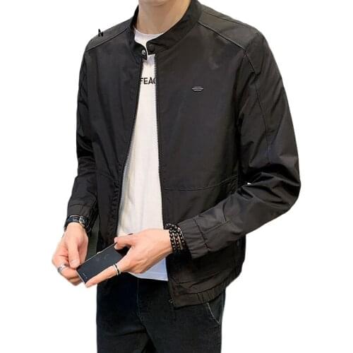 2021 new mens spring and autumn jacket jacket fashion jacket casual stand collar youth slim jacket
